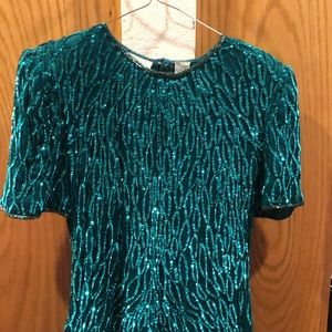 EUC green beaded cocktail dress